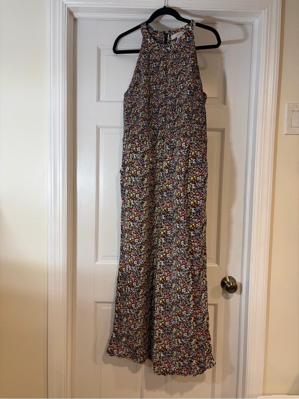 LOFT Multicolor Floral Halter Jumpsuit